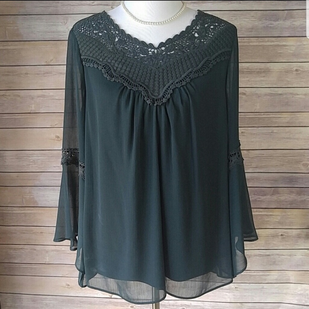 Gorgeous AGB Dark Green Polyester Dress Shirt